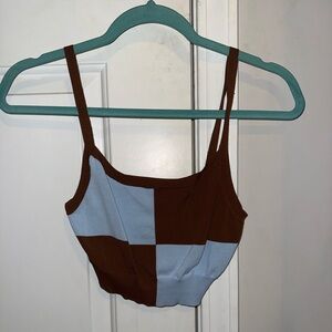PacSun Brown and Blue Crop Top